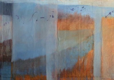 Bosque Bird Song - contemporary abstract landscape painting by New Mexico artist Dawn Chandler