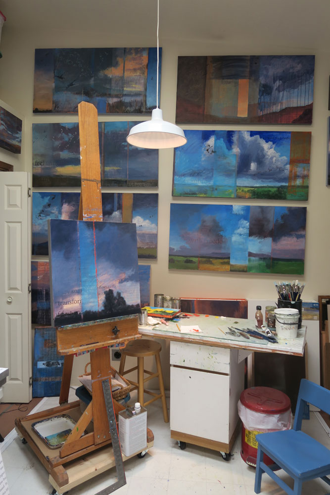 inside the studio of santa fe artist dawn chandler - her textual landscapes