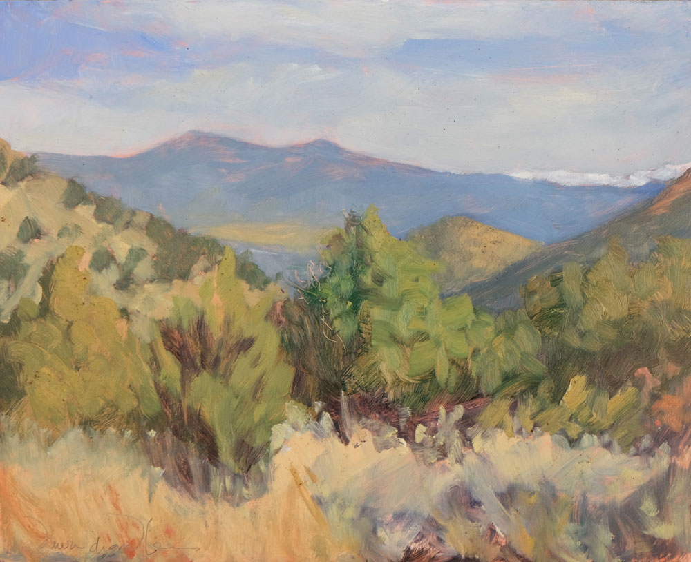 Leap Day Along the Turquoise Trail, en plein air oil painting, by artist Dawn Chandler
