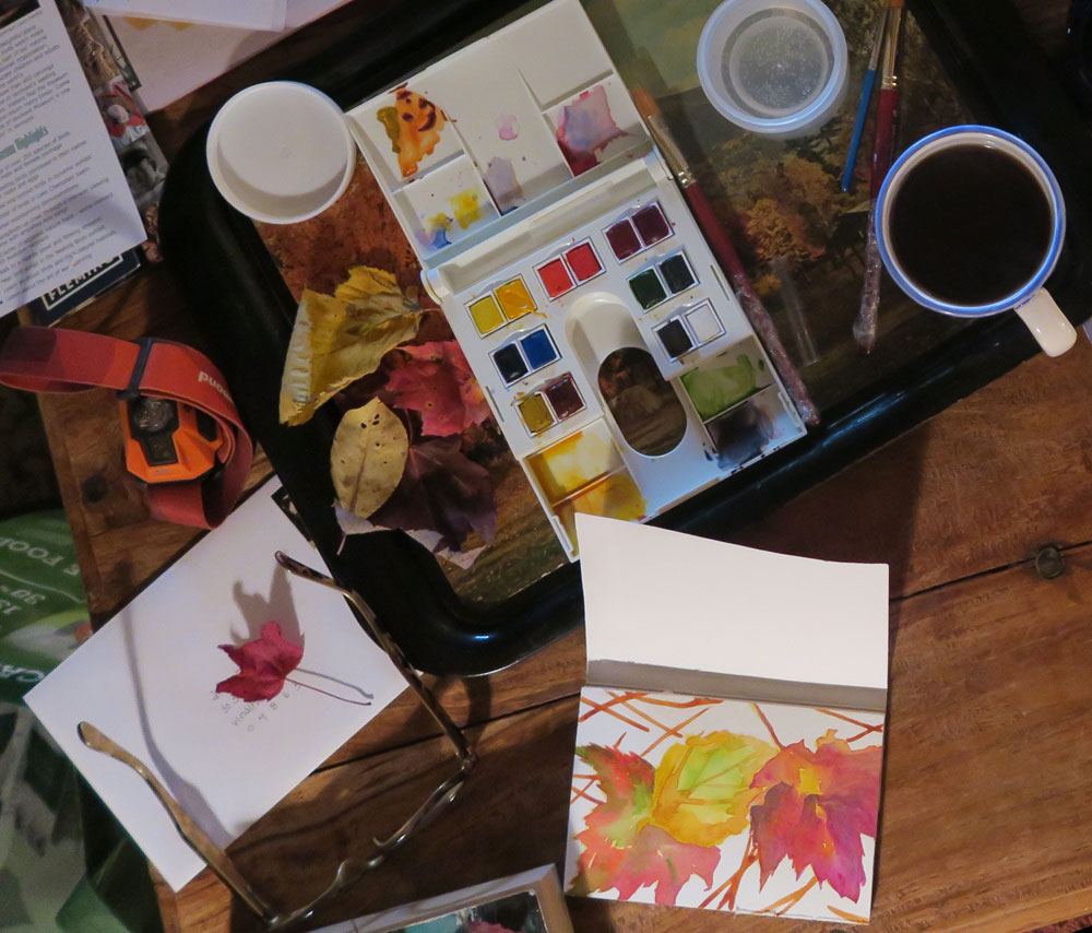 travel watercolor set and studio, here in Vermont photo by artist Dawn Chandler