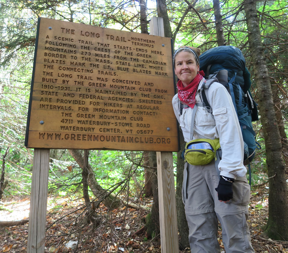 Dawn Chandler at The Long Trail's Northern Terminus.