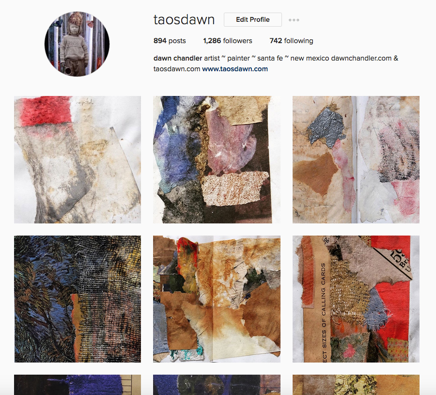 Instagram grid of collages from The Book of Collage, Volume 1, by Santa Fe artist Dawn Chandler