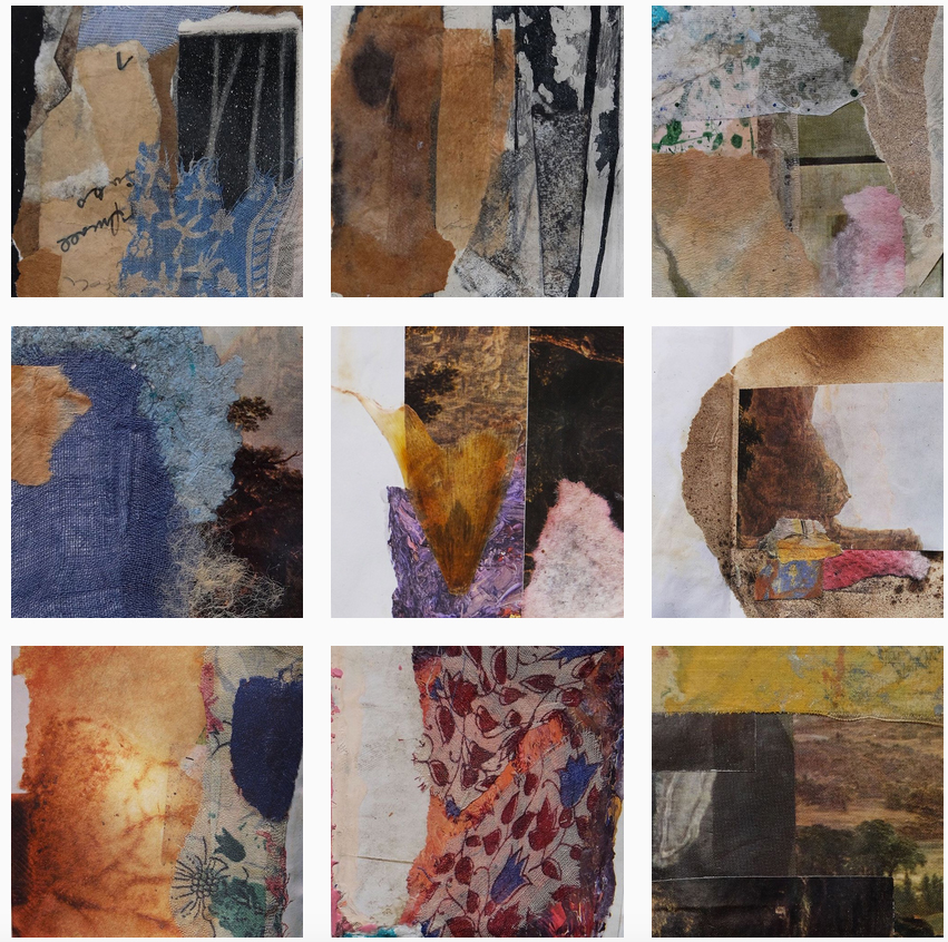 Instagram grid of collages from The Book of Collage, Volume 1, by Santa Fe artist Dawn Chandler