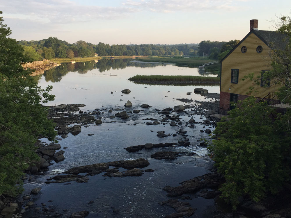The Exeter RIver, as seen early one morning from one of the town bridges, Exeter, New Hampshire; photo by Dawn Chandler, Santa Fe artist.