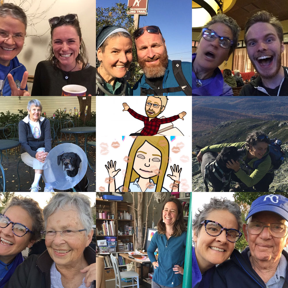 Photo montage of friends and familuy from artist Dawn Chandler's autumn roadtrip from New Mexico to Vermont