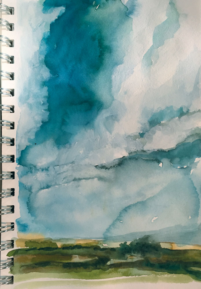 february morning across northwestern new mexico watercolor sketch by artist dawn chandler