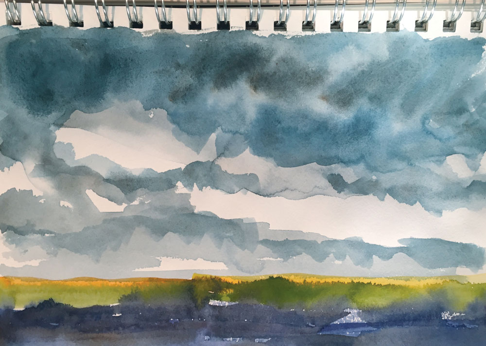 new mexico cloud watercolor sketch by artist dawn chandler