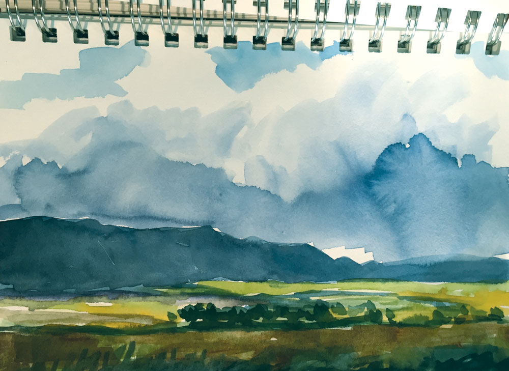 colorado fields and mesas watercolor sketch by artist dawn chandler