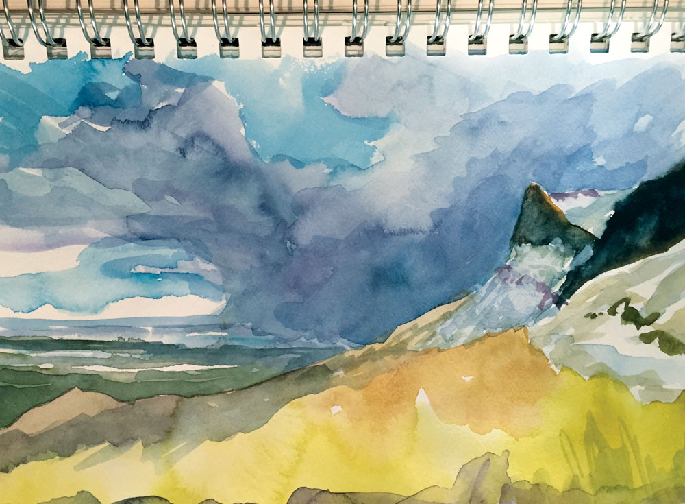 february mesa verde overlook view sketch by artist dawn chandler