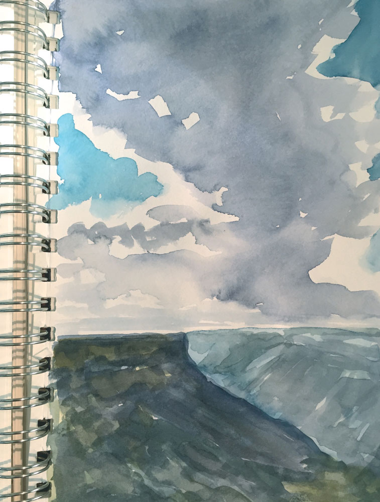 february mesa verde canyons and clouds sketch by artist dawn chandler