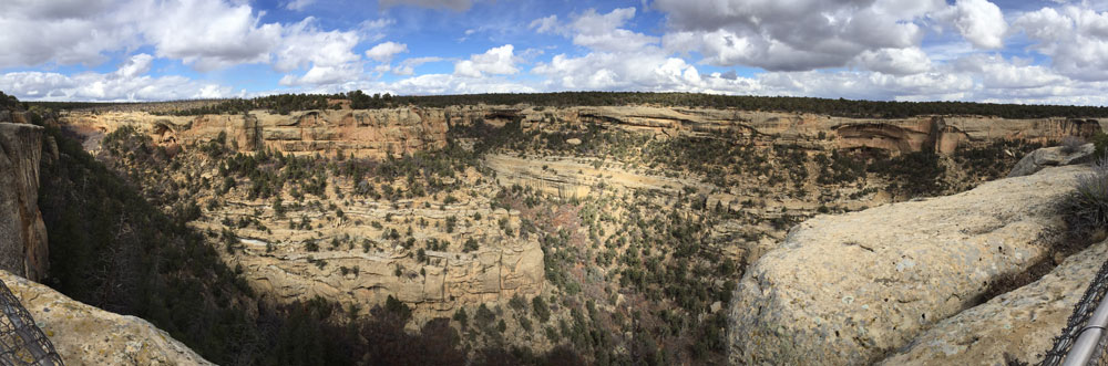 View into the deep canyons of Mesa Verde National Park, photo by Santa Fe artist Dawn Chandler