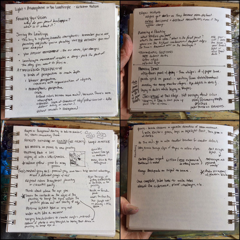 dawn chandler's notes from kathleen hudson's painting demo at plein air painting convention and expo, better known as PACE18