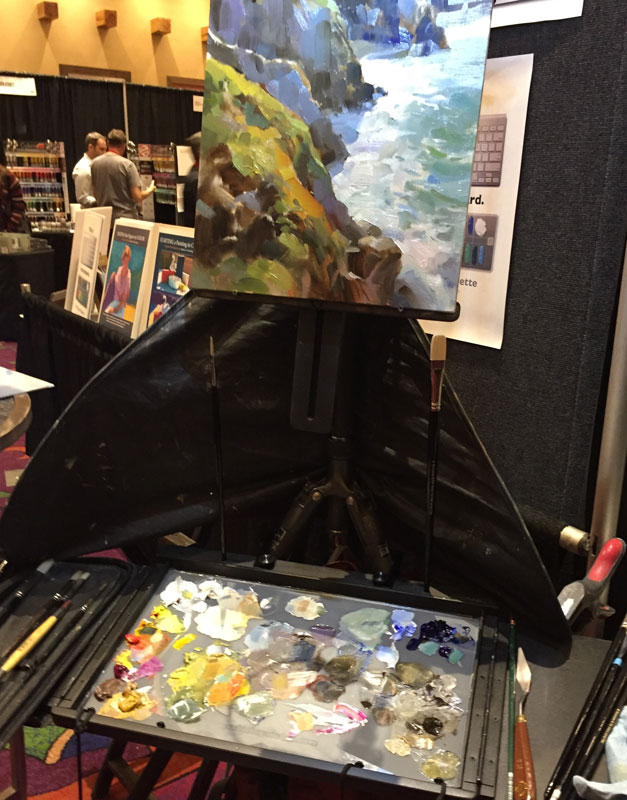 artist kathleen hudson's painting kit set up, at the plein air painting convention and expo, better known as PACE18
