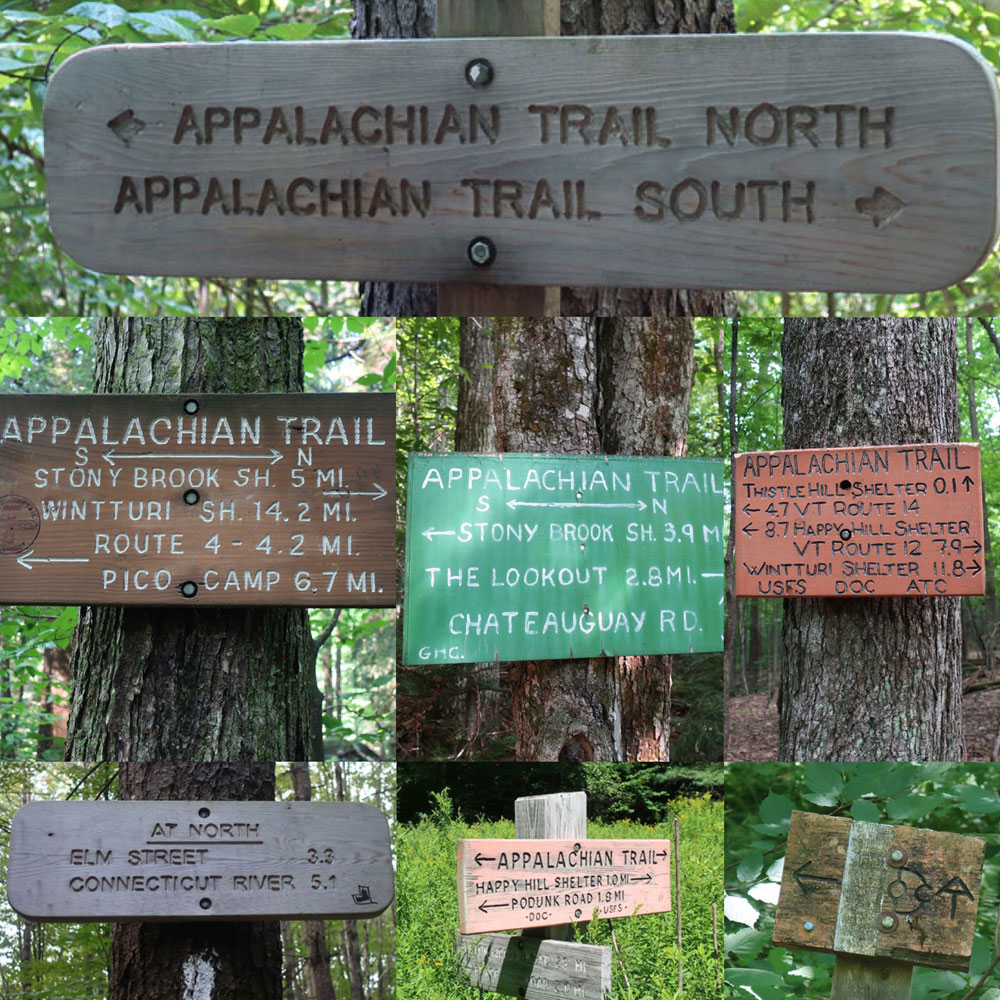 Along the Vermont Appalachian Trail - trail signs - photo by TaosDawn - Santa Fe artist and backpacker Dawn Chandler