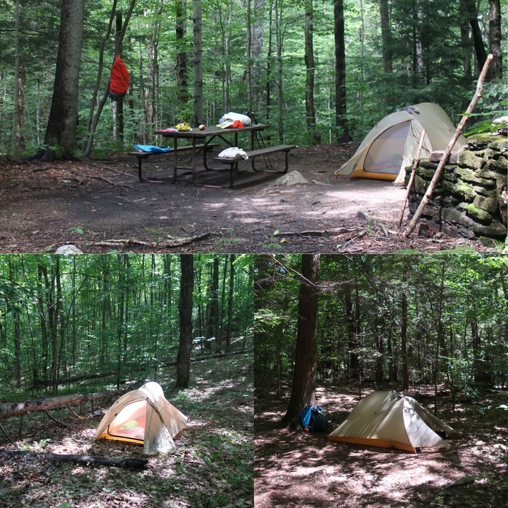 Along the Vermont Appalachian Trail - tenting in campsites - photo by TaosDawn - Santa Fe artist and backpacker Dawn Chandler