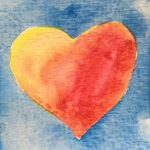 One of Dawn Chandler's tiny painted watercolor hearts.