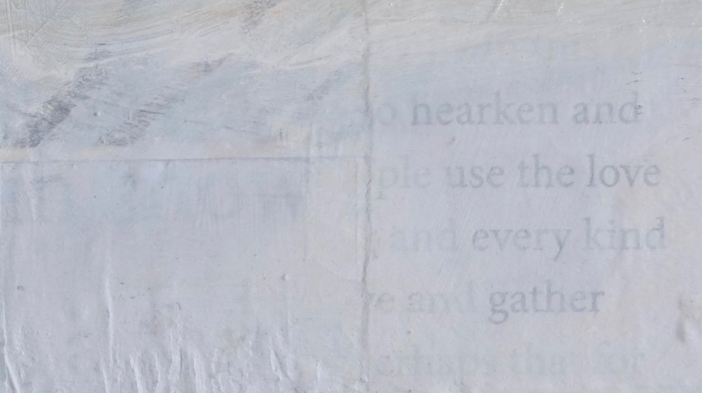 Detail of 'I am she and she is me' mixed media painting by artist Dawn Chandler