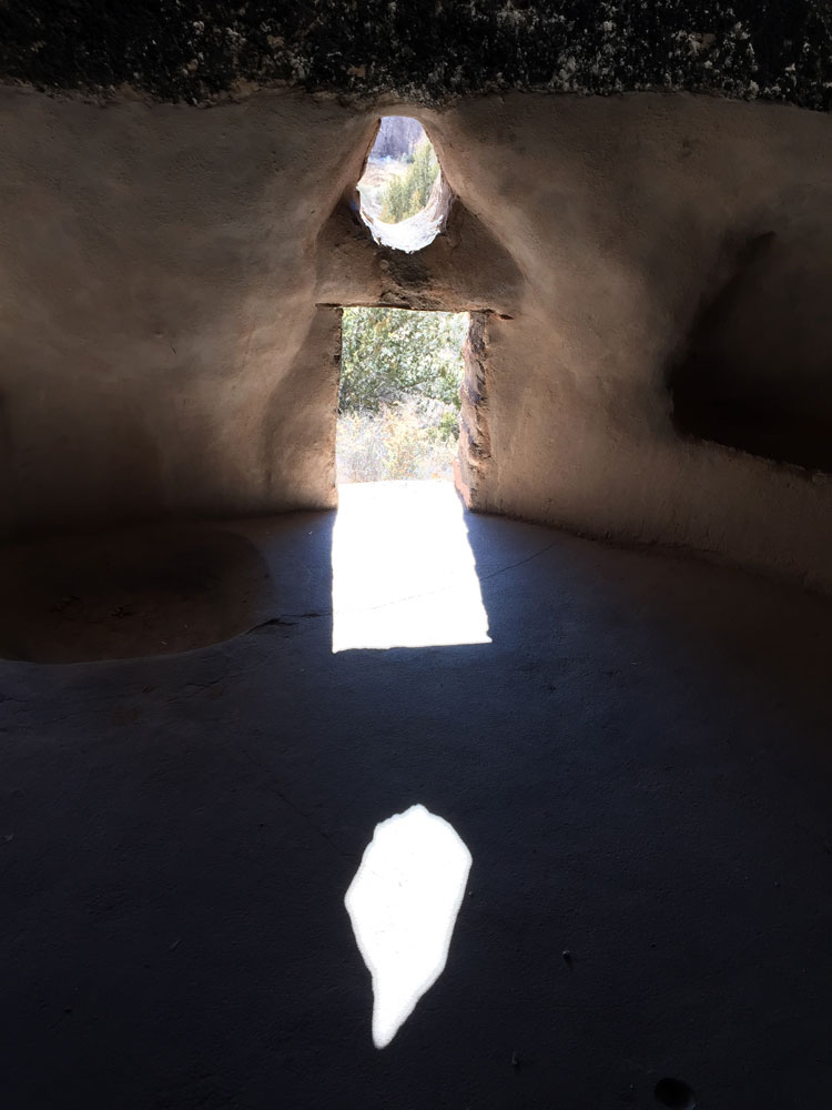 More shadows and light as seen from within one of the ruins at Bandelier National Monument, as observed by artist Dawn Chandler