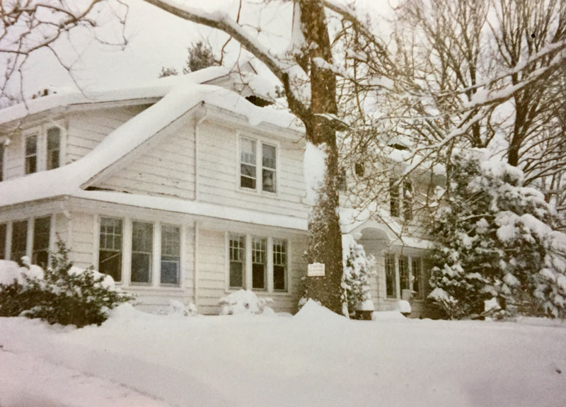 Blanketed in snow, the childhood home in central New Jersey, of artist Dawn Chandler