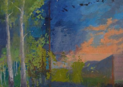 Evening Falls and We Arise - contemporary abstract landscape painting by New Mexico artist Dawn Chandler