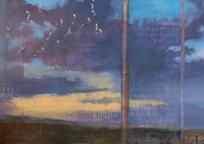 Feel Winged - oil and mixed media contemporary abstract landscape painting by New Mexico artist Dawn Chandler