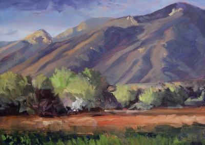 Springtime Evening - Taos New Mexico landscape oil painting by artist Dawn Chandler