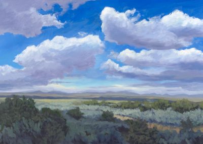 taos gorge clouds, new mexico, contemporary oil landscape painting by artist dawn chandler