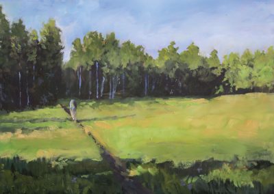 Morning Meadow, Morning Walk - Philmont - New Mexico landscape oil painting by artist Dawn Chandler
