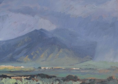 taos rain, oil painting by dawn chandler