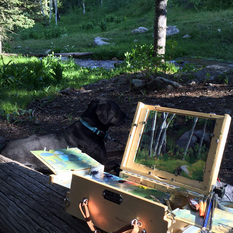 summer solstice aspens, santa fe - plein air painting by artist dawn chandler