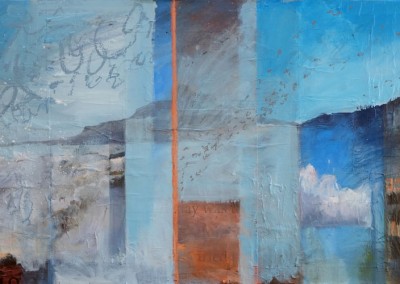 The Day Was Filled With Insight - oil and mixed media contemporary abstract landscape painting by artist Dawn Chandler