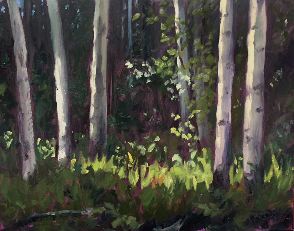 return to my aspen sanctuary original plein air oil painting by santa fe artist dawn chandler