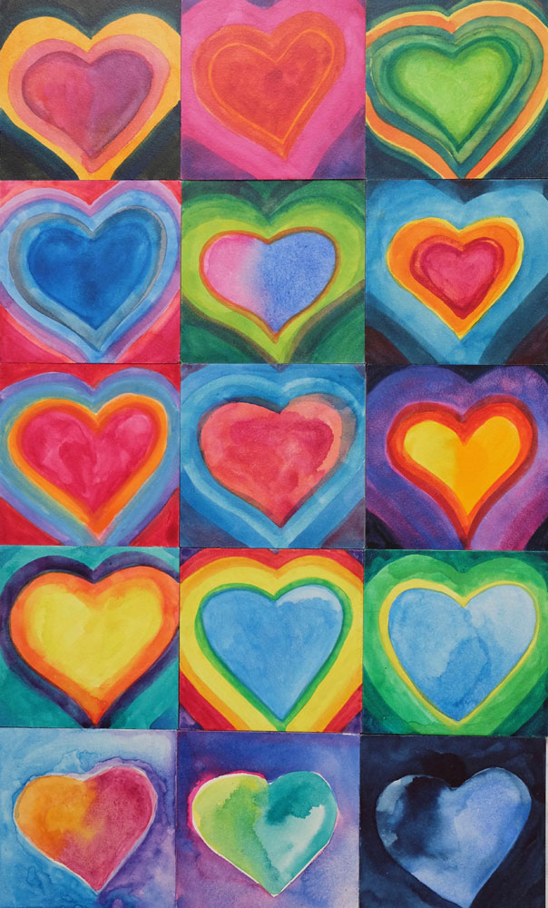 dawn chandler's winter watercolor hearts 2018