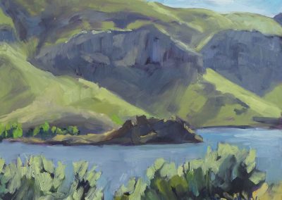 June Afternoon on Lake Owykee - Oregon - plein air oil painting by artist Dawn Chandler