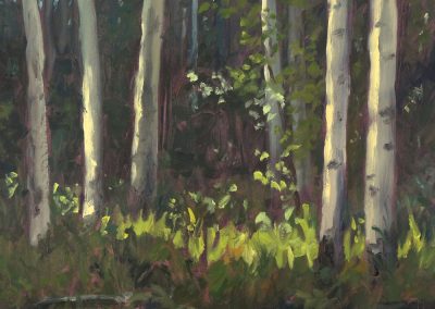 Return to the Aspen Grove - New Mexico plein air landscape oil painting by artist Dawn Chandler