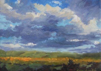 taos summer evening magic, i - taos - new mexico oil painting landscape by santa fe artist dawn chandler