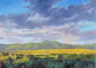 Taos Summer Evening Magic, 02 - New Mexico landscape oil painting by artist Dawn Chandler