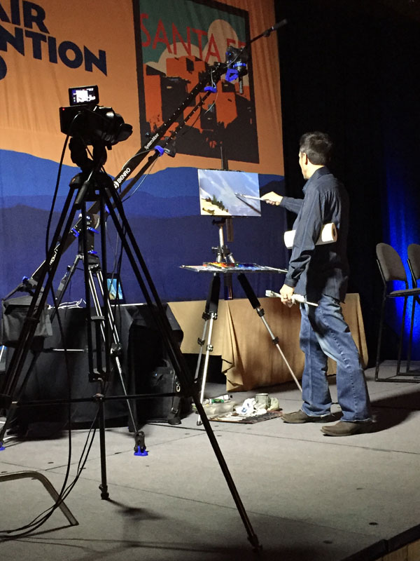 artihttp://www.taosdawn.comst dave santillanes gives a painting demo at the plein air painting convention and expo, better known as PACE18