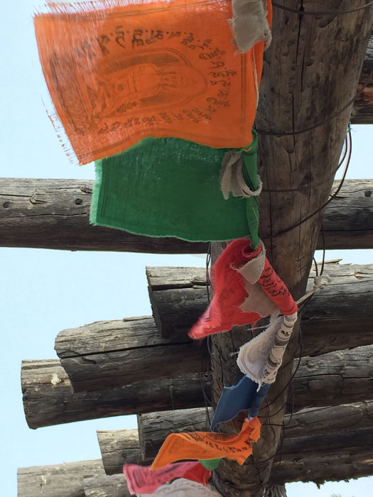 Peace flags at the Frenchy's Park labyrinth in Santa Fe. Photo by Dawn Chandler.