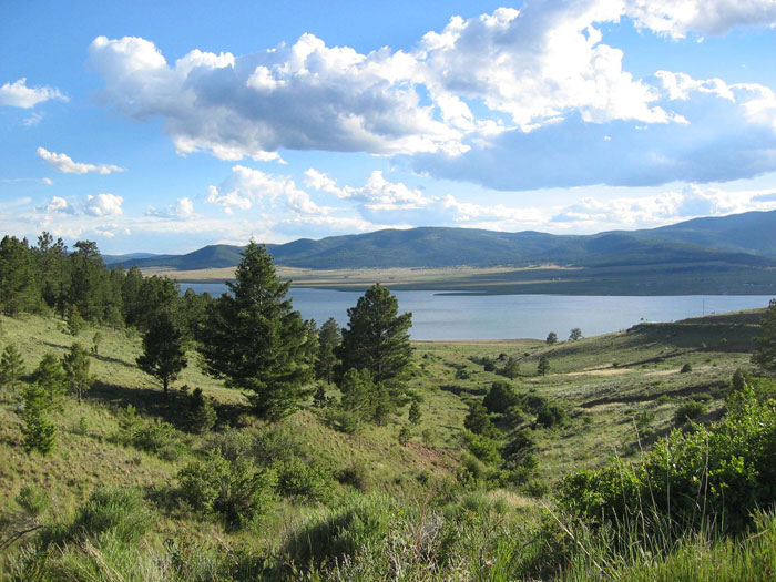 Looking south across Eagle Nest Lake from the pass of Hwy 64. Photo by Dawn Chandler.
