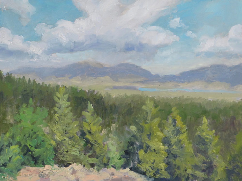 Midday on the Overlook, Moreno Valley, New Mexico landscape painting by artist Dawn Chandler