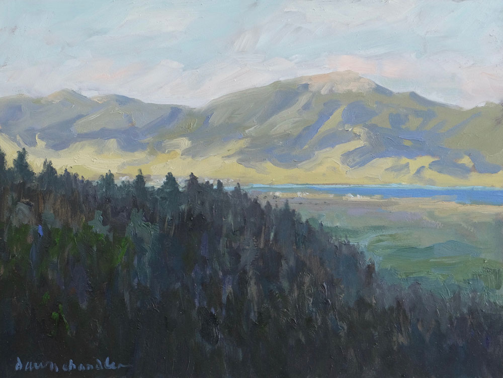 Another Beautiful Day Draws to a Close, Moreno Valley, New Mexico landscape painting by artist Dawn Chandler