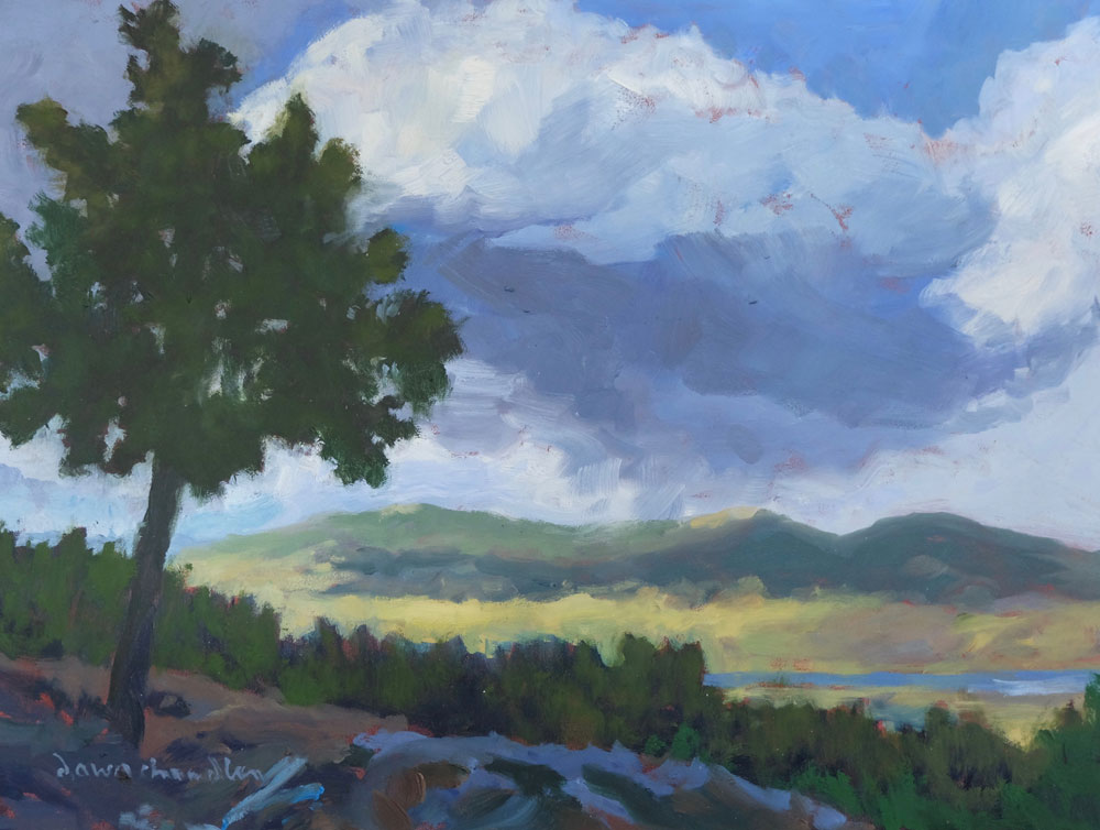 Can You Just Smell the Rain, Moreno Valley, New Mexico landscape painting by artist Dawn Chandler