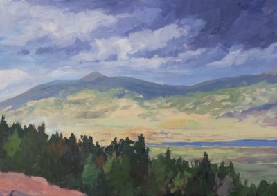 Moreno Valley Vista - Eric & Katie's View - New Mexico landscape oil painting by artist Dawn Chandler