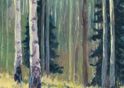 I Go to the Aspens for Peace - New Mexico plein air landscape oil painting by artist Dawn Chandler