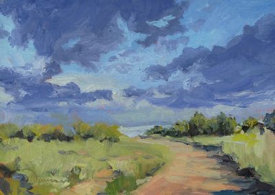 A Deep Breath of New Mexico Sky - New Mexico landscape oil painting by artist Dawn Chandler