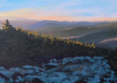 Cold Shadows, Warm Light Atop Mt. Abraham - Vermont landscape by Long Trail thru-hiker and artist Dawn Chandler