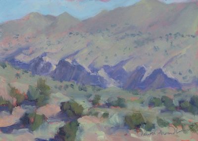 Morning in the Cerrillos Hills - New Mexico plein air landscape oil painting by artist Dawn Chandler