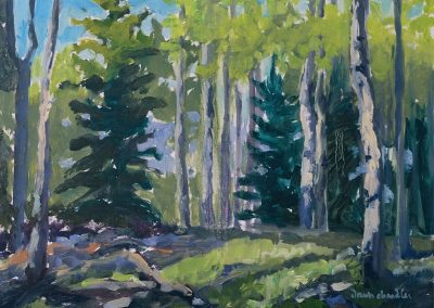 My Aspen Morning - New Mexico plein air landscape oil painting by artist Dawn Chandler