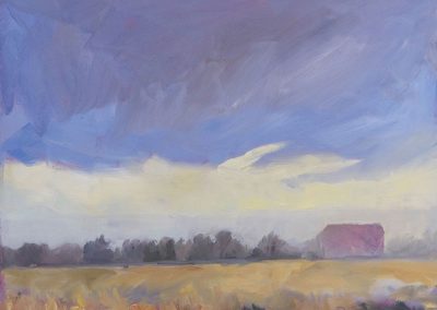 Nebraska Afternoon Farm - plein air landscape oil painting by artist Dawn Chandler